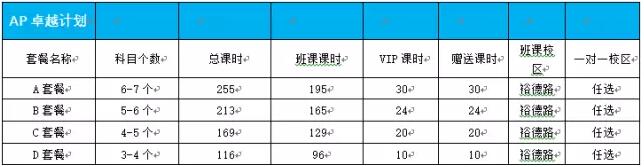 上海新航道AP卓越計劃課表