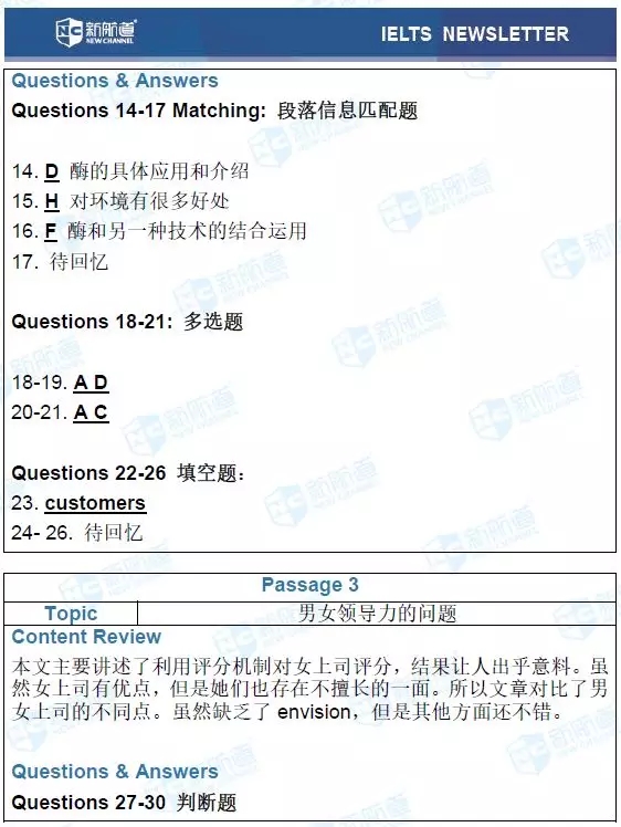 雅思機經考試回憶