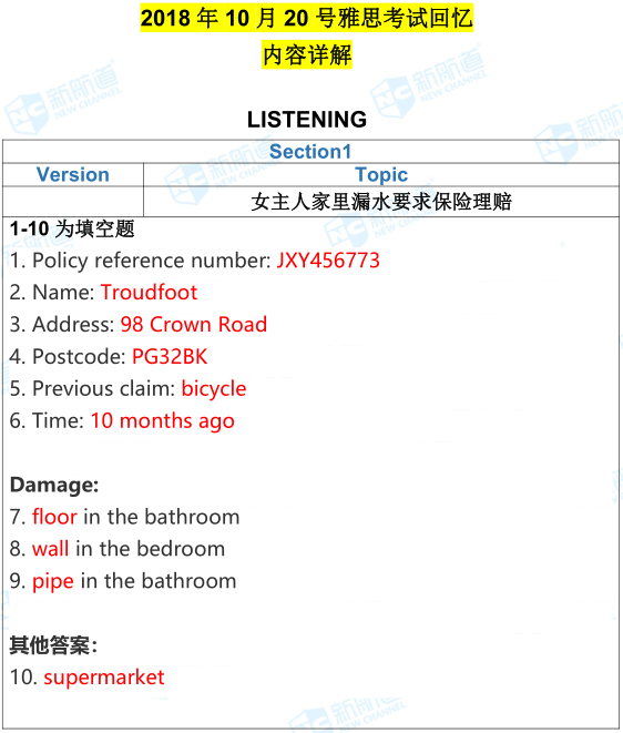 雅思考試機經